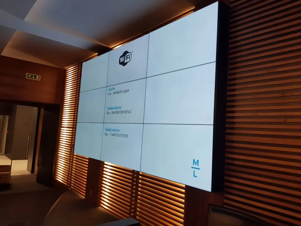 Videowall visto em perspetiva